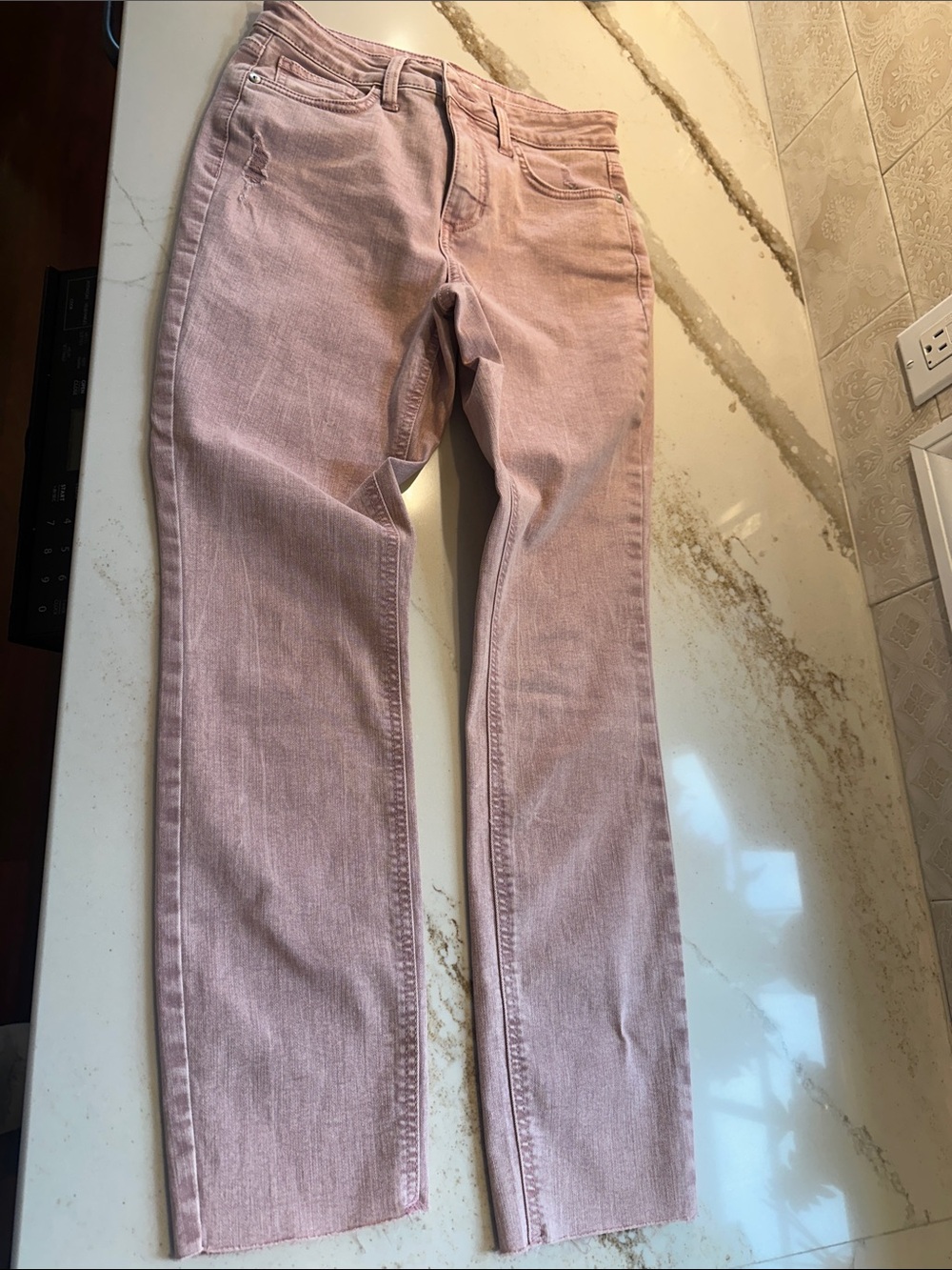 LC Lauren Conrad Dusty Pink Straight-Leg Jeans Size 0 Acid Wash